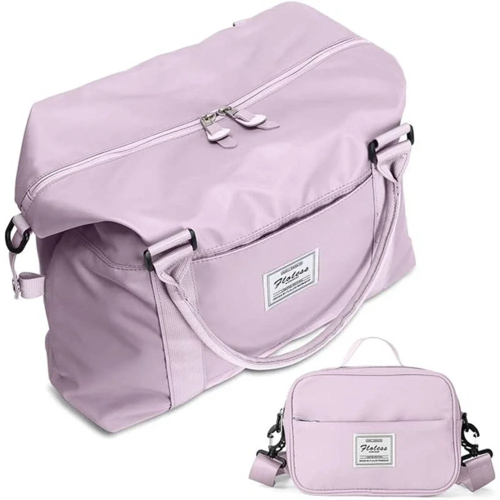 Gym Duffel Bags for Women Purple Cute Travel Tote Bag with Toiletry Bag Carry - Picture 5 of 7